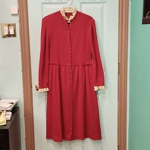 Button-down woolen 40s style long-sleeved dress